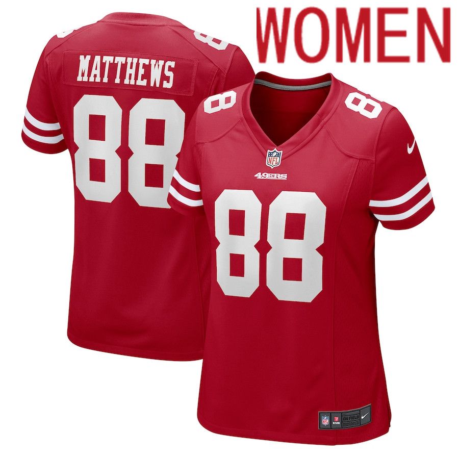 Women San Francisco 49ers #88 Jordan Matthews Nike Scarlet Game NFL Jersey->women nfl jersey->Women Jersey
